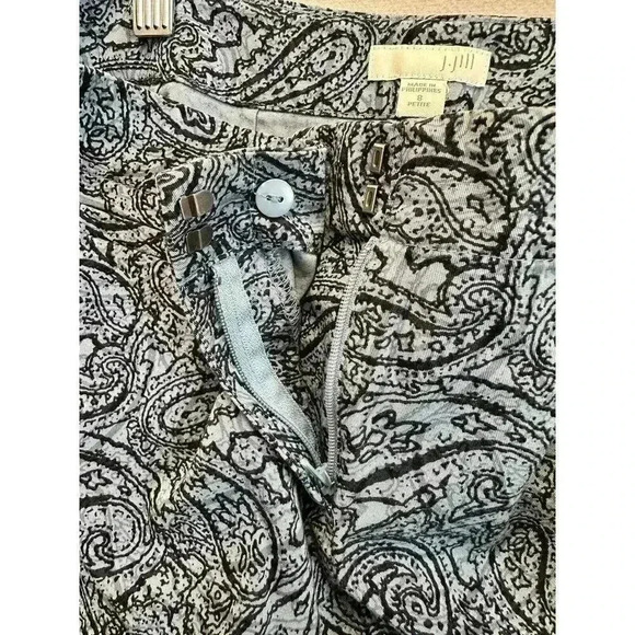 J JILL Women’s Size 8 Petite Blue Paisley Prints Cotton Straight Leg Ankle Pants - Picture 8 of 9